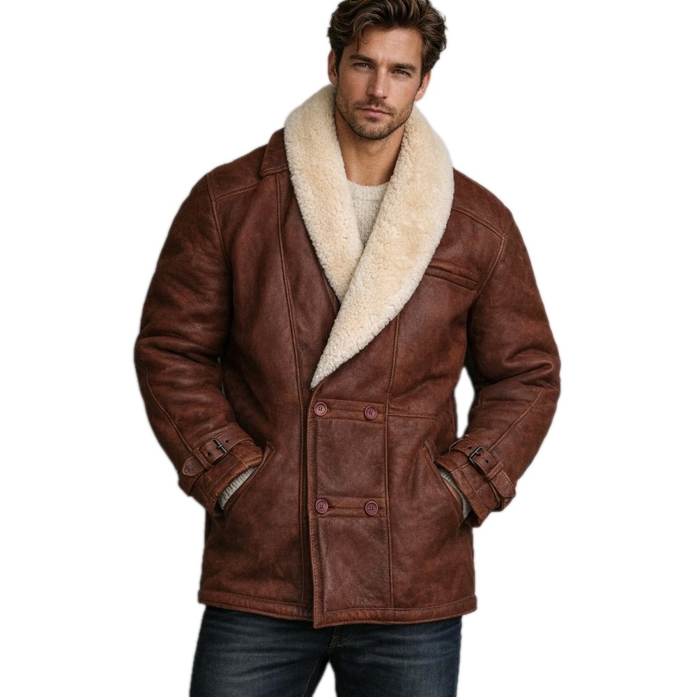 Vintage Sheepskin Shearling‎ Leather Coat Mens XXL